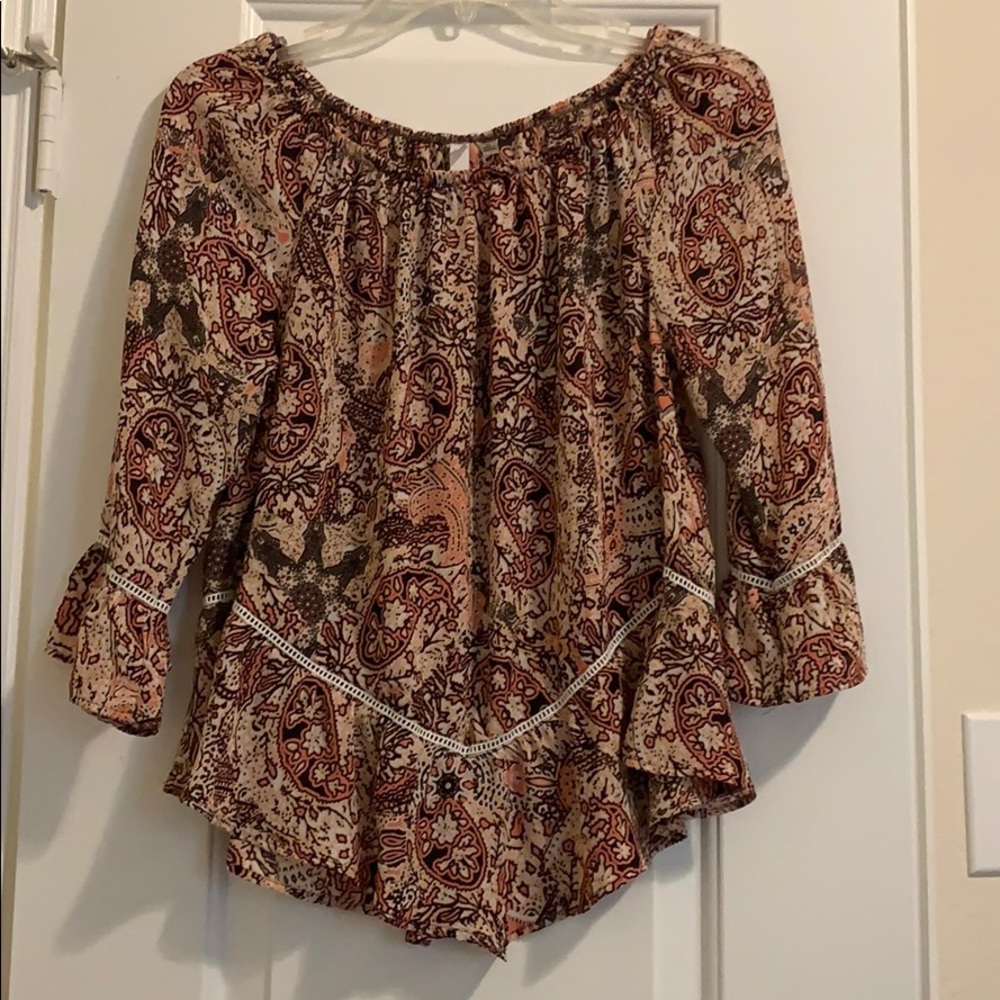 Ladies bell sleeve off shoulder blouse